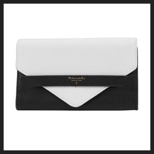 T Tahari Sienna Envelope Leather Clutch (NWT)